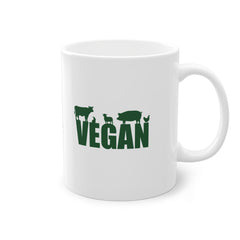 Mug "Vegan" avec silhouettes animales | Personnalisable avec Prénom