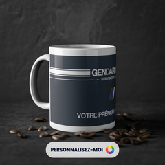 Mug Gendarmerie Sérigraphie Personnalisé | Grade & Nom | Cadeau Gendarmerie